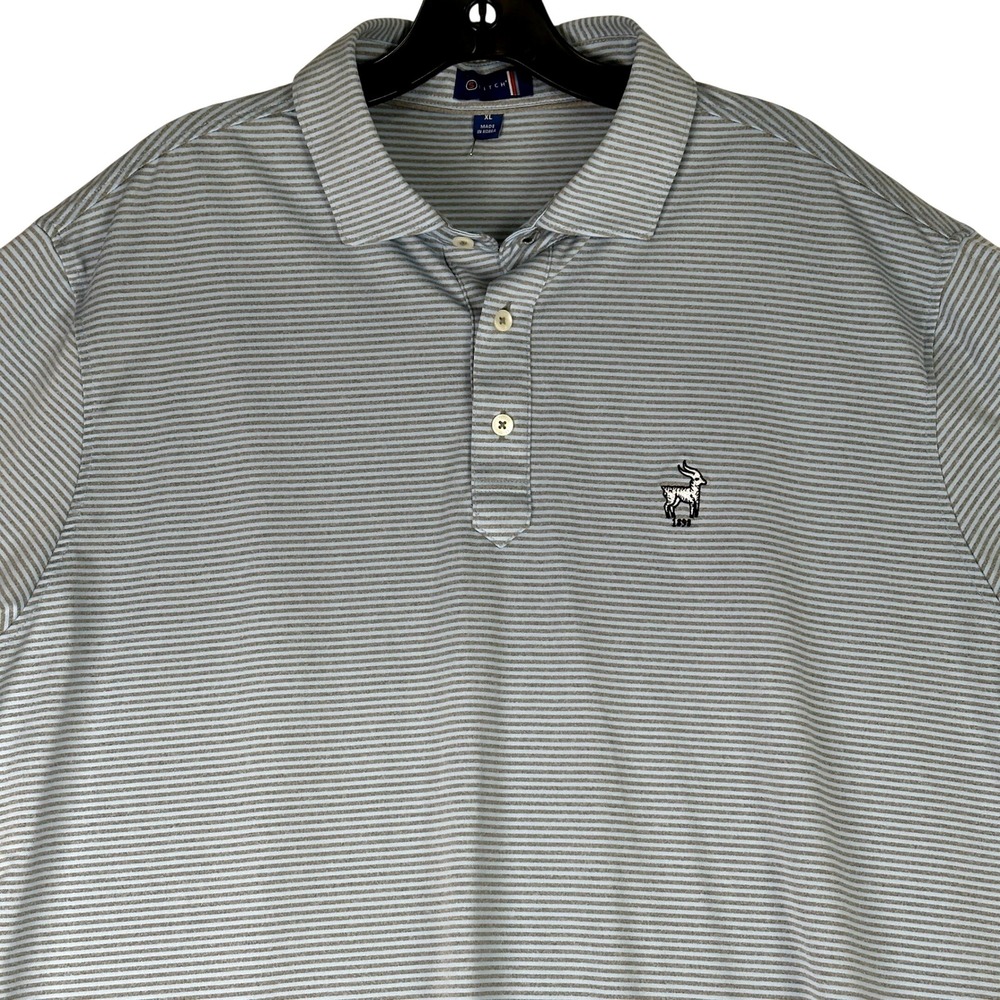 Stitch Golf Ibex Micro Stripe Polo Shirt Mens XL Blue Grey Performance Sporty